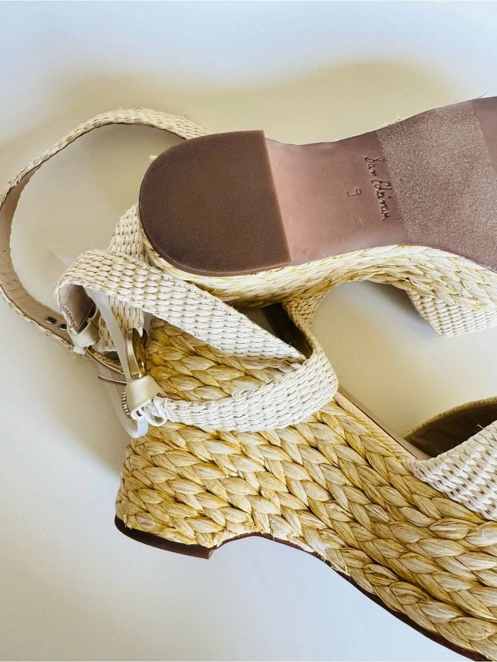 Sam Edelman Woven Platform Wedge Sandals in Cream